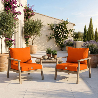 Set Cuscini Salotto da Giardino 50x50 Arancione - Sfoderabile & Anti-UV (Seduta + Schienale)