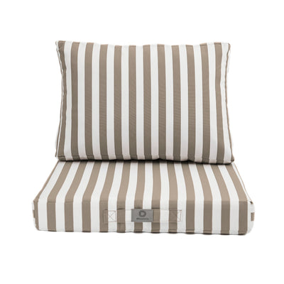 Coussins de salon et jardin rayés beige 50x50 cm, ensemble pour fauteuils et canapés, tissu premium 270g.