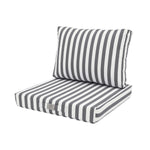 Ensemble de coussins de salon jardin rayé gris foncé, 60x60 cm, pour fauteuils et canapés, en tissu 270g, design élégant.