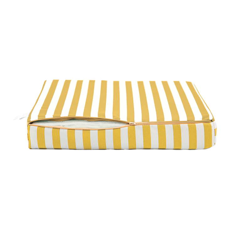 Coussins pour salon de jardin déhoussable 60x60cm - Rayure Jaune - Deco-arts.fr
