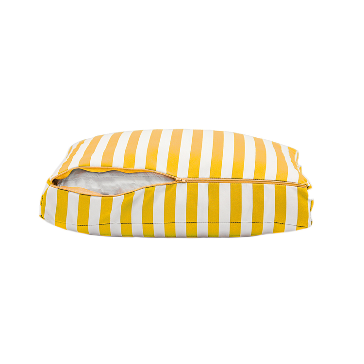 Coussins pour salon de jardin déhoussable 60x60cm - Rayure Jaune - Deco-arts.fr