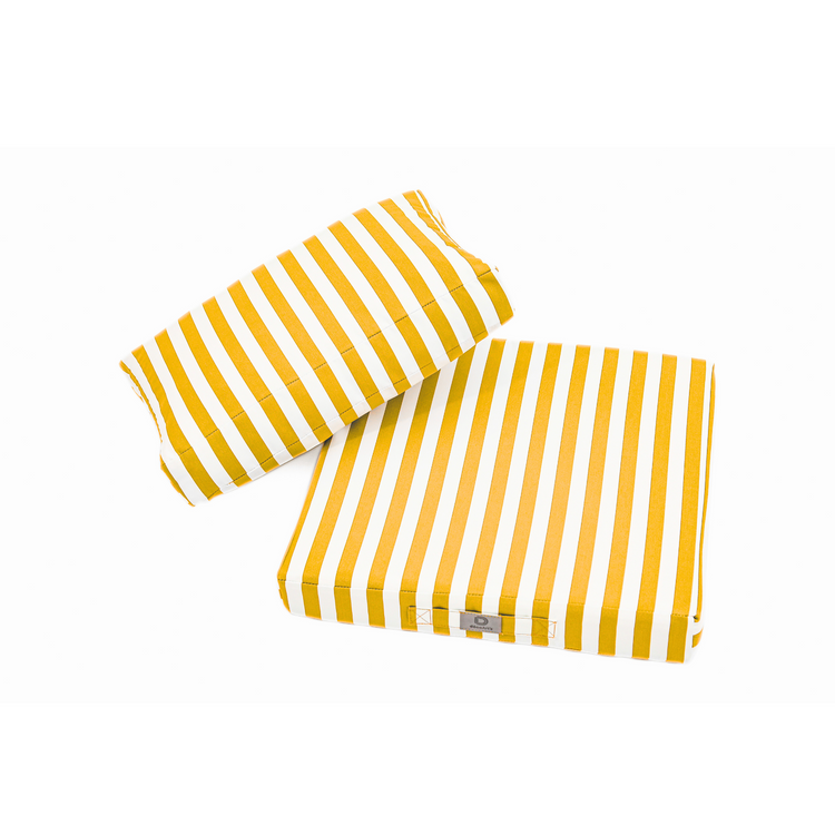Coussins pour salon de jardin déhoussable 60x60cm - Rayure Jaune - Deco-arts.fr