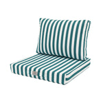 Ensemble de coussins de salon jardin rayure verte 50x50 cm, pour fauteuils et canapés, en tissu premium 270g.