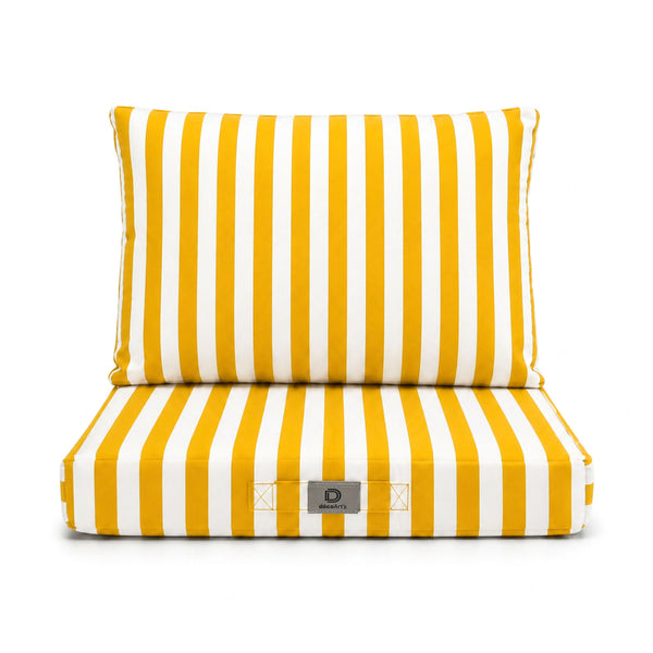 Set Cuscini Salotto da Giardino 50x50 Riga Gialla - Premium 270g (Seduta + Schienale)