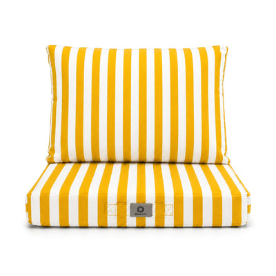 Set Cuscini Salotto da Giardino 60x60 Riga Gialla - Premium 270g (Seduta + Schienale)