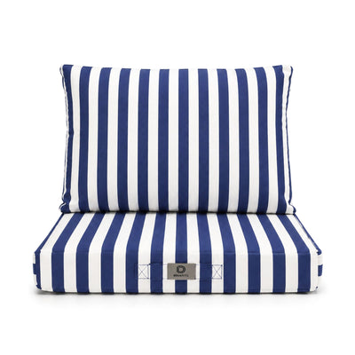 Set Cuscini Salotto da Giardino 50x50 Riga Blu Navy - Premium 270g (Seduta + Schienale)