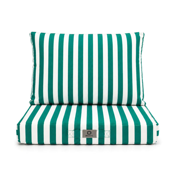 Set Cuscini Salotto da Giardino 50x50 Riga Verde - Premium 270g (Seduta + Schienale)