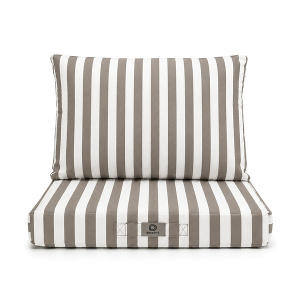 Set Cuscini Salotto da Giardino 50x50 Riga Beige - Premium 270g (Seduta + Schienale)