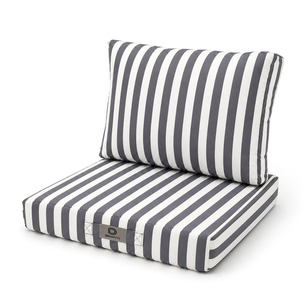 Set Cuscini Salotto da Giardino 50x50 Riga Grigio Scuro - Premium 270g (Seduta + Schienale)