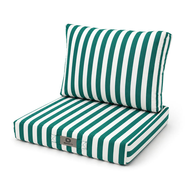 Set Cuscini Salotto da Giardino 50x50 Riga Verde - Premium 270g (Seduta + Schienale)