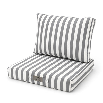 Set Cuscini Giardino 50x60 Righe Grigio Chiaro - Premium 270g (Seduta + Schienale)