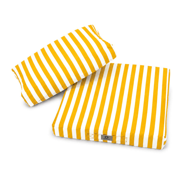 Set Cuscini Salotto da Giardino 50x50 Riga Gialla - Premium 270g (Seduta + Schienale)