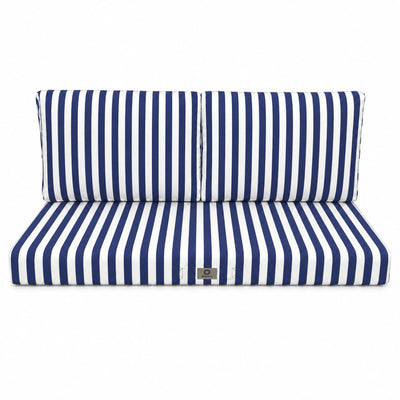Set Cuscini Salotto da Giardino 120x60 Riga Blu Navy - Premium 270g (1 Seduta + 2 Schienali)