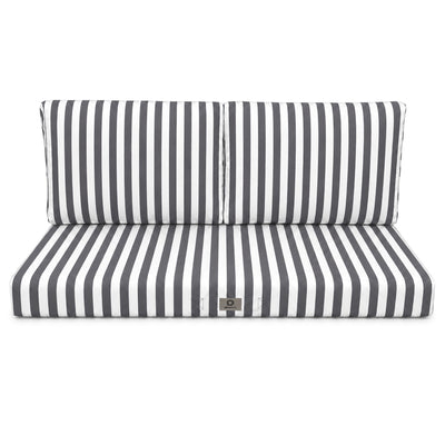 Set Cuscini Salotto da Giardino 120x60 Riga Grigio Scuro - Premium 270g (1 Seduta + 2 Schienali)