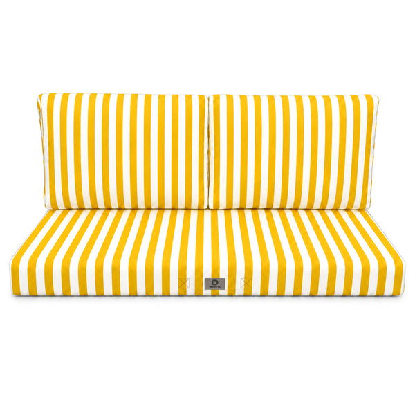 Set Cuscini Salotto da Giardino 120x60 Riga Gialla - Premium 270g (1 Seduta + 2 Schienali)
