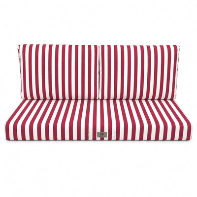 Set Cuscini Salotto da Giardino 100x50 Riga Rossa - Premium 270g (1 Seduta + 2 Schienali)