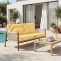 Set Cuscini Salotto da Giardino 100x50 Riga Gialla - Premium 270g (1 Seduta + 2 Schienali)