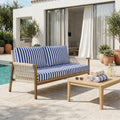 Set Cuscini Salotto da Giardino 120x60 Riga Blu Navy - Premium 270g (1 Seduta + 2 Schienali)
