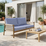 Set Cuscini Salotto da Giardino 100x50 Riga Blu Navy - Premium 270g (1 Seduta + 2 Schienali)