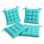 Set di 4 Cuscini per Sedia 40x40 Blu Caraibi - Interno ed Esterno (Idrorepellente con Lacci)