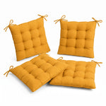 Set di 4 Cuscini per Sedia 40x40 Giallo Miele - Interno ed Esterno (Idrorepellente con Lacci)