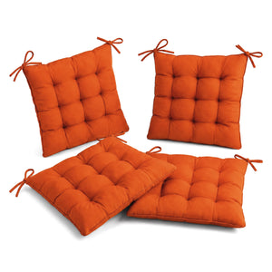 Set di 4 Cuscini per Sedia 40x40 Arancione - Interno ed Esterno (Idrorepellente con Lacci)