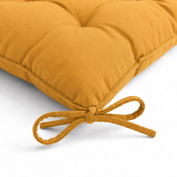 Set di 4 Cuscini per Sedia 40x40 Giallo Miele - Interno ed Esterno (Idrorepellente con Lacci)