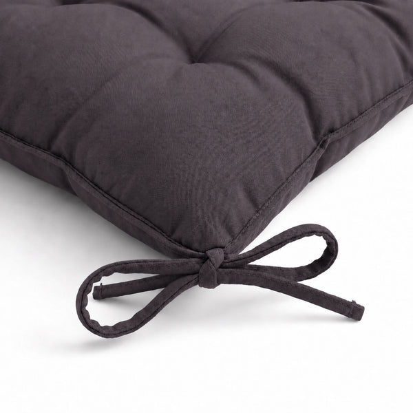 Set di 4 Cuscini per Sedia 40x40 Grigio Carbone - Interno ed Esterno (Idrorepellente con Lacci)