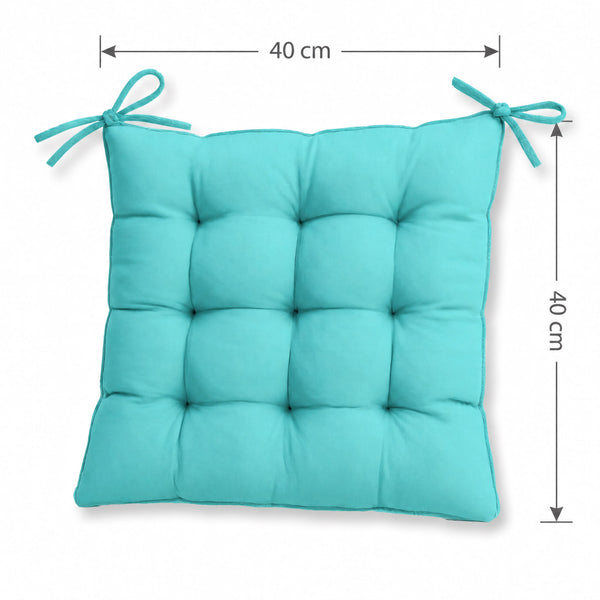 Set di 4 Cuscini per Sedia 40x40 Blu Caraibi - Interno ed Esterno (Idrorepellente con Lacci)