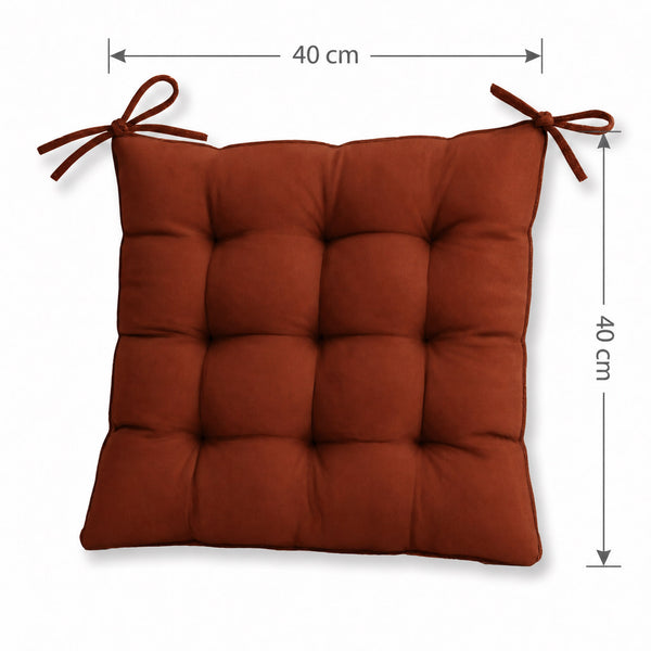 Set di 4 Cuscini per Sedia 40x40 Terracotta - Interno ed Esterno (Idrorepellente con Lacci)