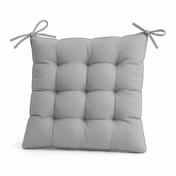 Set di 4 Cuscini per Sedia 40x40 Grigio Chiaro - Interno ed Esterno (Idrorepellente con Lacci)