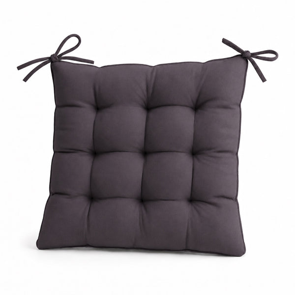 Set di 4 Cuscini per Sedia 40x40 Grigio Carbone - Interno ed Esterno (Idrorepellente con Lacci)