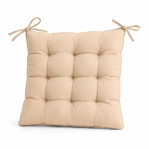 Set di 4 Cuscini per Sedia 40x40 Beige - Interno ed Esterno (Idrorepellente con Lacci)