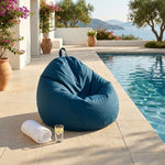 Pouf a Pera XL 110x120 Blu Petrolio - Sfoderabile & Impermeabile (Garni Perle)