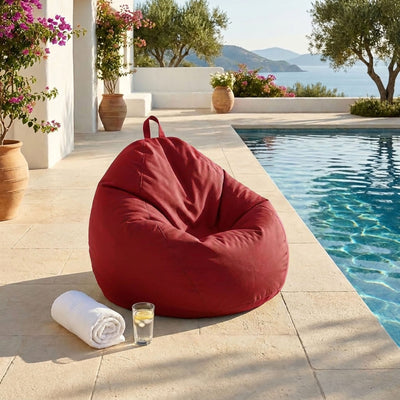 Pouf poire XL d'extérieur - 110x120 cm - Rouge