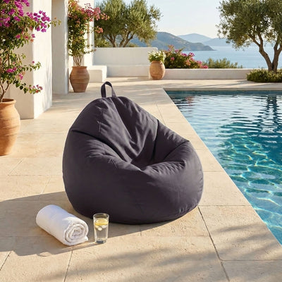 Pouf a Pera XL 110x120 Grigio Carbone - Sfoderabile & Impermeabile (Garni Perle)
