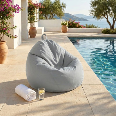 Pouf poire XL d'extérieur - 110x120 cm - Gris Galet