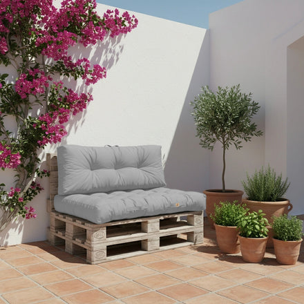 Set Cuscini Pallet 120x80 Grigio Ciottolo - Impermeabile & Spesso 15cm