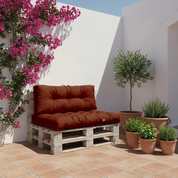 Set Cuscini Pallet 120x80 Terracotta - Impermeabile & Spesso 15cm