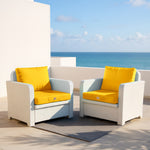 Coussins de salon de jardin jaunes Deco-arts.fr, ensemble déhoussable et anti-UV pour fauteuils et canapés 50x50 cm.