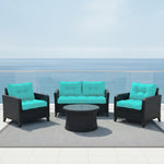 Coussins pour salon de jardin capitonné 50x50cm Bleu caraibes - Deco-arts.fr