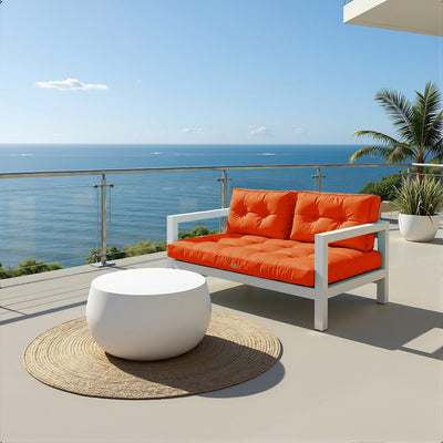 Ensemble de coussins capitonnés pour banquette, orange, 100x50cm, épais 15cm, pour fauteuils et canapés, Deco-arts.fr