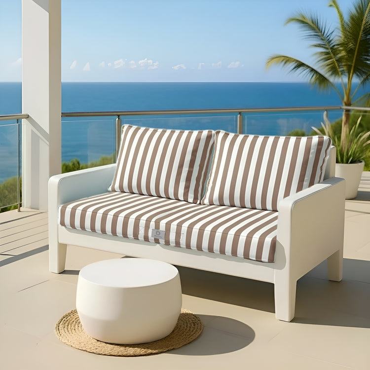 Coussins pour salon de jardin déhoussable 100x50cm - Rayure Beige - Deco-arts.fr