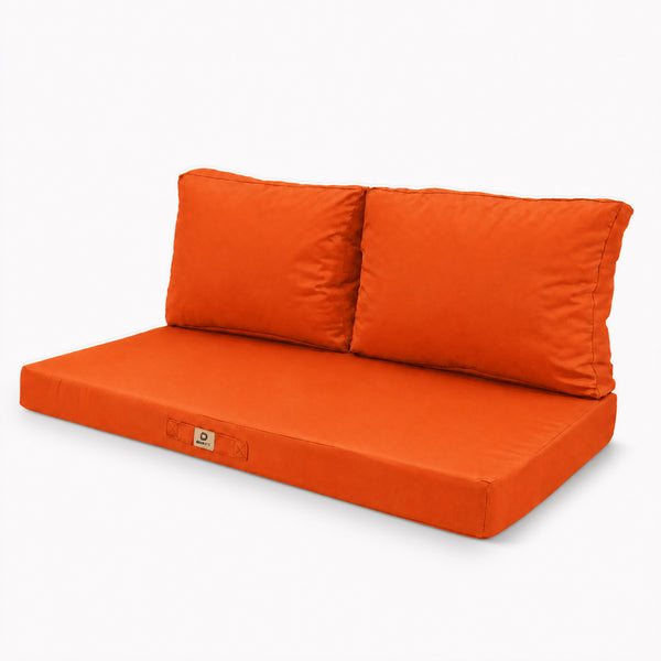Set Cuscini Salotto da Giardino 100x50 Arancione - Sfoderabile & Anti-UV (1 Seduta + 2 Schienali)