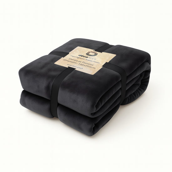 Plaid Sherpa Flanelle 480GSM 150X200 Gris Anthracite DECO ARTS - Deco-arts.fr