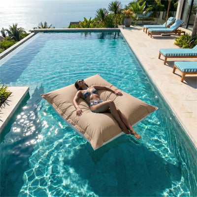 Fodera Pouf Galleggiante XXL 180x140 Beige - (Fodera da Riempire - Spécial Piscina)