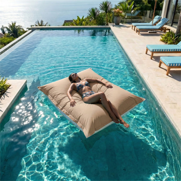 Fodera Pouf Galleggiante XXL 180x140 Beige - (Fodera da Riempire - Spécial Piscina)