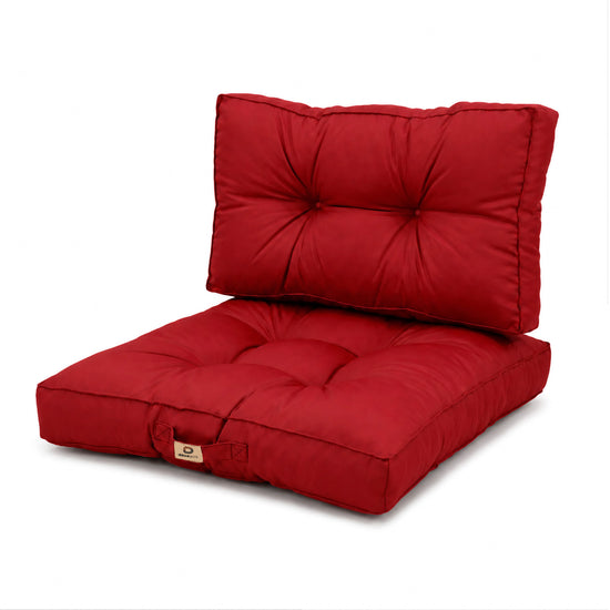 Set Cuscini Trapuntati 50x50 Rosso - Spesso 15cm & Morbido (Seduta + Schienale)