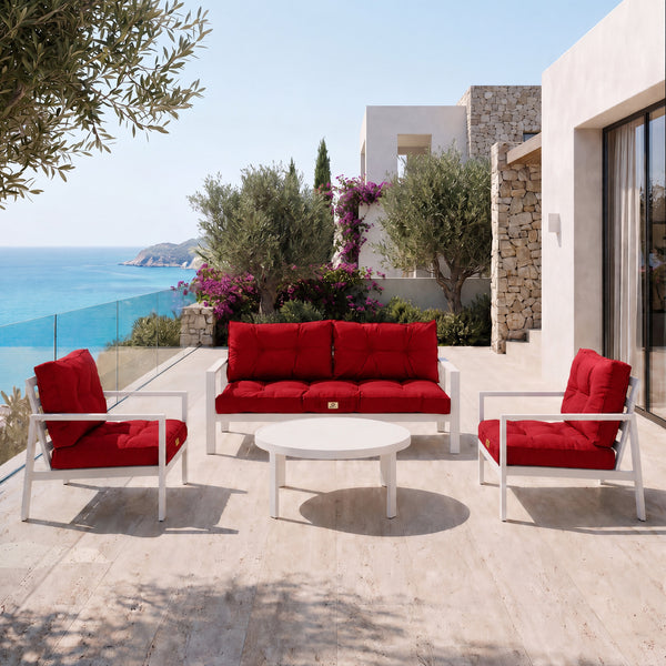Set Cuscini Trapuntati 60x60 Rosso - Spesso 15cm & Morbido (Seduta + Schienale)
