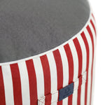 Pouf Rond Rayure Rouge - vue latérale